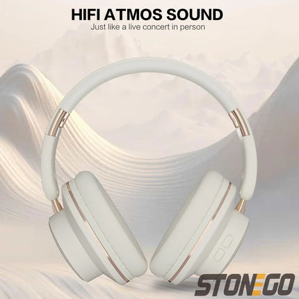 Bluetooth Headphones Over Ear Wireless Headset BT5.3 Foldable Portable Hi-Res Audio Fashion Aesthetic Deep Bass Stereo 24H Battery Fast Charge Dual Mode With Mic Noise Isolation For Students Content Creators Remote Work Trave