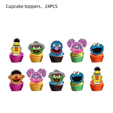Cute Sesamess Happy Birthday Decor Elmo Balloons Cookie Monster Plate Cup Stickers Party Glasses Party Supplies Event Gifts