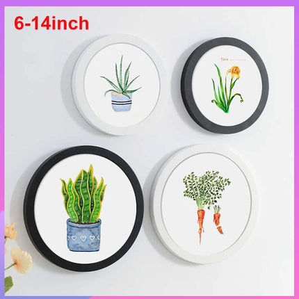 1pcs 6-14inch Simple Circular Photo Frame Creative Gift DIY Wood Picture Holder Wall Mounted Home Decoration