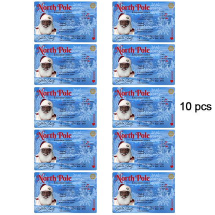 1~10 Cards Santa Claus Flying Licence Christmas Eve Driving Licence Christmas Gift For Children Kids Christmas Decoration 2024