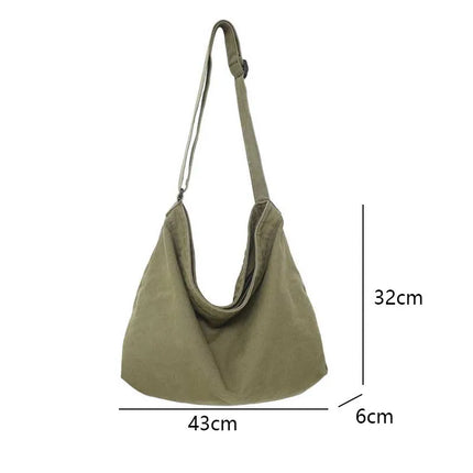 100% Cotton Shoulder Bags Women Large Capacity Canvas Tooling Packages Korea Style Cloth Crossbody Bags Solid Messenger Bags