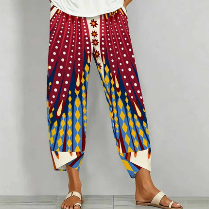 Street Fashion Trousers  Women's Fashion Nine-inch Pants Retro Printed Yoga Pants Daily Casual Pants Elegant Sport Pants