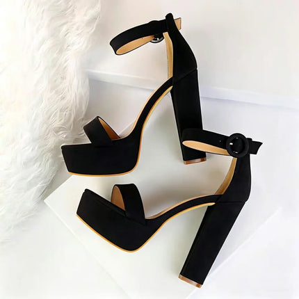 Brand Elegant Sandals Women High Heels Pumps Super High Heel 13cm Women's Banquet Sandals Waterproof Platform Toe Sandals