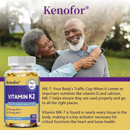 Vitamin K2 Supplement - Supports Bone Density, Teeth, Skin, Heart Health and Immunity, Non-GMO, 120 Capsules