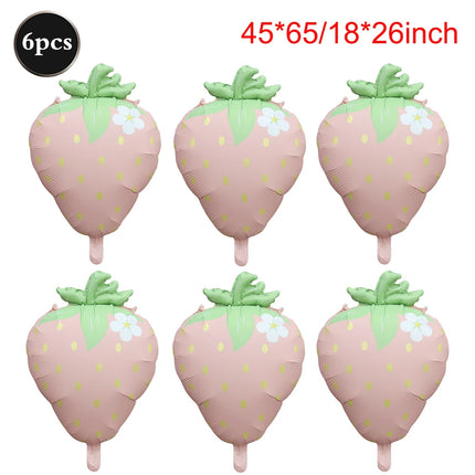 Strawberry Balloon Cute Sweet Foil Mylar Fruit Balloon Strawberry Themed Birthday Party Decoration Girls Kids Baby Shower Supply