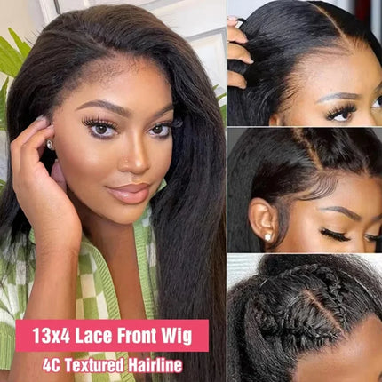 250% Density 13x4 5x5 HD Lace Frontal Wig Yaki Straight Curly Edges Glueless Wig Pre Plucked Baby Hair For Black Women