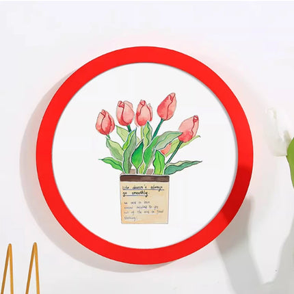 1pcs 6-14inch Simple Circular Photo Frame Creative Gift DIY Wood Picture Holder Wall Mounted Home Decoration