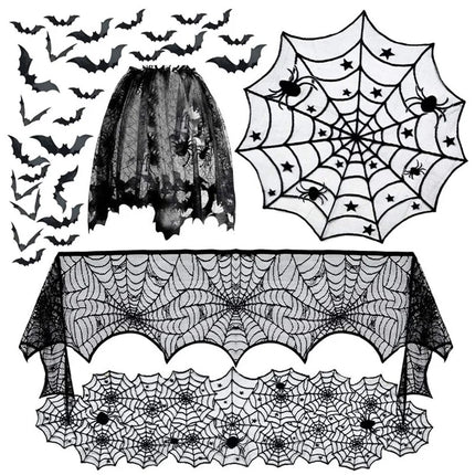 Halloween Decorations Kit Halloween Spiderweb Tablecloth Runner Fireplace Scarf Lace Spiderweb Tablecloth Halloween Party Decor