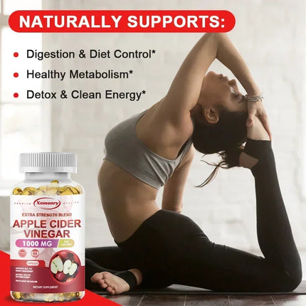 Apple Cider Vinegar Capsules - Fat Burning, Detox, Slimming, Boosts Metabolism, Healthy Weight Management