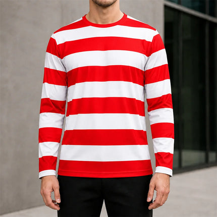 Autumn Daily Casual Stripe Long Sleeve T-shirt For Men 3D Print Contrast Color Design Round Neck T Shirts Basic Versatile Styles