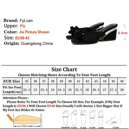 Fashion Black Wedge Heel Women's Slippers Summer New Bowknot High Heel Casual Sandals Slippers Temperament Versatile Lady Shoes