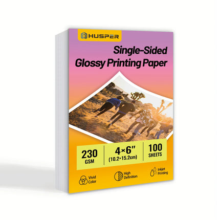 100 Sheets 230Gsm Glossy Photo Printing Paper Single-Side 4R (4x6 Inch) 60lb Thick Inkjet Paper for Home Office Use
