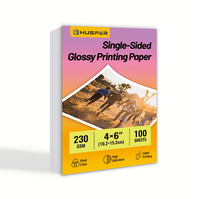 100 Sheets 230Gsm Glossy Photo Printing Paper Single-Side 4R (4x6 Inch) 60lb Thick Inkjet Paper for Home Office Use