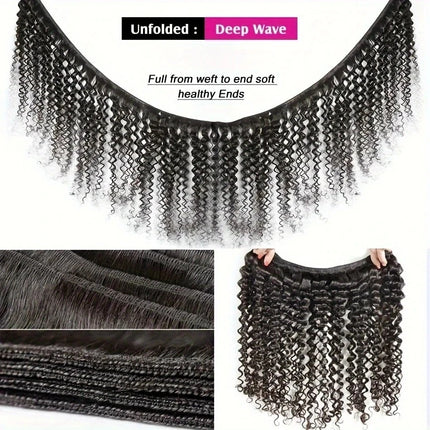 15A Human Hair Bundles 28 30 32 Inch  Deep Wave Bundles Human Hair Unprocessed Brazilian Virgin Deep Curly Weave 4 Bundle