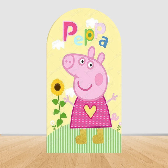 Cartoon Funny Peppa Pig Family Arch Cover Backdrop Happy Birthday Kids Photo Background Boys Girls Baby Shower Party Decoration