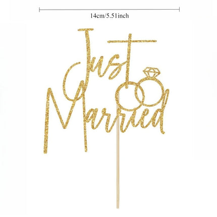 Just Married Cake Topper, Wedding, Marriage, Engagement Party Decoration Supplies, Just Engaged, Bride Groom