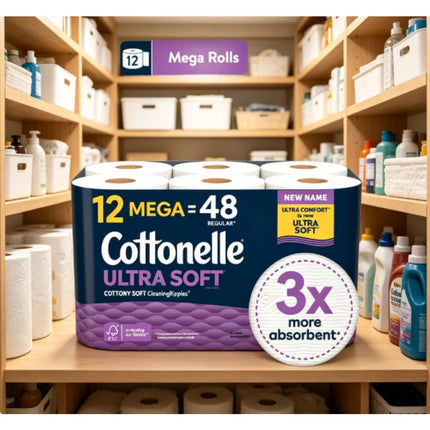 Cottonelle Extra Soft Toilet Paper, Strong and Durable, 12 Rolls Per Pack