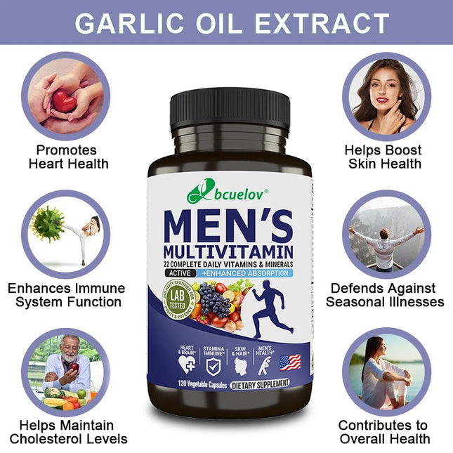 Men’s Multivitamin & Mineral Capsules, High Absorption Antioxidant Supplement for Energy, Immune, Bone, Skin & Overall Wellness