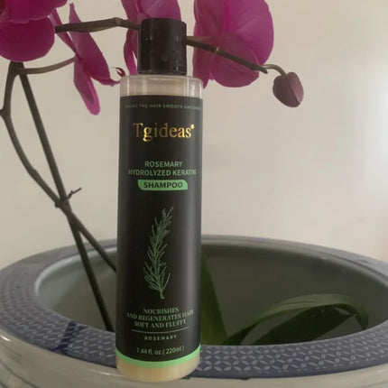 220ml Tgideas Organic Rosemary Hair Growth Shampoo Hydrolyzed Keratin Nourish Scalp Reduce Loss Unisex Shampoo Dry Fragile Hair
