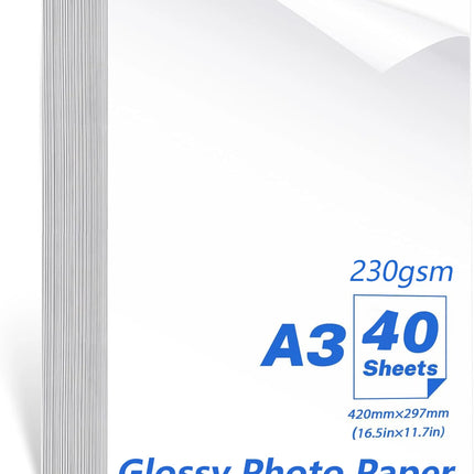 A3 Photo Paper, Waterproof Glossy for Photo Paper，Waterproof Embossed Card Paper Inkjet Photo Paper