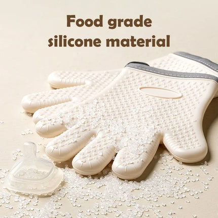 Anti-scald Silicone Oven Mitts for Kitchen Non-Slip Insulated Microwave Gloves for Baking BBQ Gloves Heat Insulation Mittens