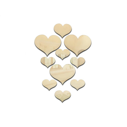 10Pcs/Set Durable Love Heart Stickers Wall Sticker Mirror Mural 3D Decal Simple DIY Decorative Removable Paster Home Decoration