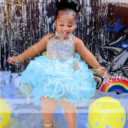 Customized Black Flower Girl Dresses For Wedding Cute Baby Layered Simple Kids Birthday Party First Communion Ball Gown