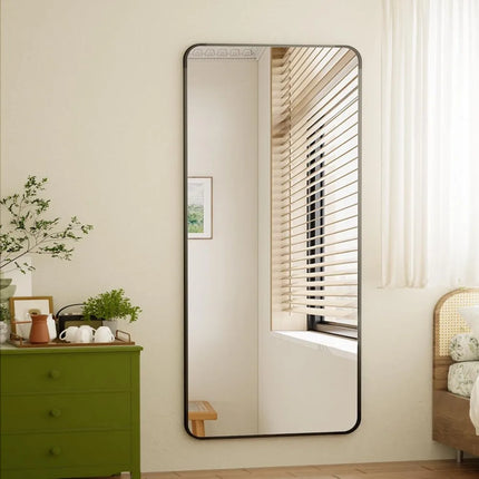 71"x26" Full Length Mirror, Aluminum Frame, Floor Standing or Wall Mount, Black