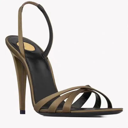 Sexy Style New Soild Pointed Toe Summer Women Sandals Stiletto High Heels Buckle Strap Design Large Size Fashion Show Shoes