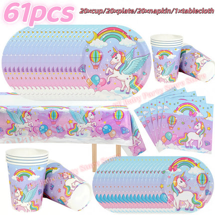 Kids Girls Unicorn Birthday Party Decoration Plate Cup Happy 1st Unicorn 3D Balloon Kid Favors Gift Wedding Baby Shower Supplies