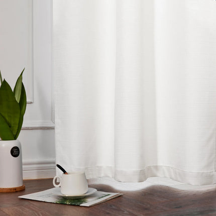 Solid Linen Texture Window Curtains Light Filtering Drapes Pair for Living Room Bedroom