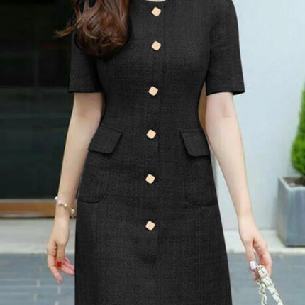 Summer Fashion OL Dress ZANZEA Women O Neck Short Sleeve Sundress Vintage Buttons Up Vestidos Robe Femme Elegant Party Dresses