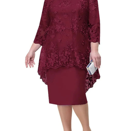 2026 Women's Summer Plus Size Party Dress for Wedding Guest Luxury Elegant Lace Floral Prom Bodycon Chub Women's Maxi Dresses