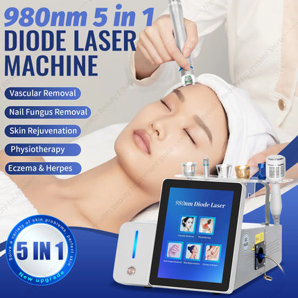 5 in 1 980 nm Diode Lase Machine Vascular Improvement Nail Care Skin Rejuvenation Physiotherapy Eczema And Herpes Removal