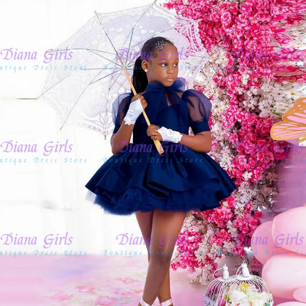 Customized Gorgeous Pink Flower Girl Dress Layered Wedding With  Decoration And Shiny Tulle Satin Tutu Birthday Evening Dress