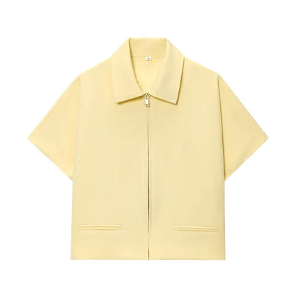 MUJER Women's Cropped Jacket Short Sleeve Varsity Jackets for Women Summer Zip up New in Coats and Jackets Holiday Outerwears