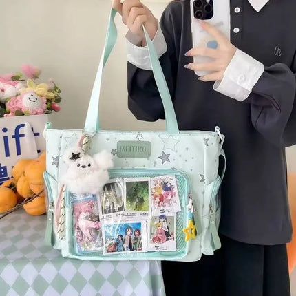 New Y2K Cute Japanese Ita Shoulder Bag Lolita Girls Transparent Tote Bag Large Capacity Crossbody Casual Bag DIY Display Handbag