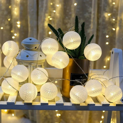 10/20LED String Lights Battery Cotton Balls Christmas Garland Fairy Light Novelty Lamp Chain for Home Wedding Party Decoration