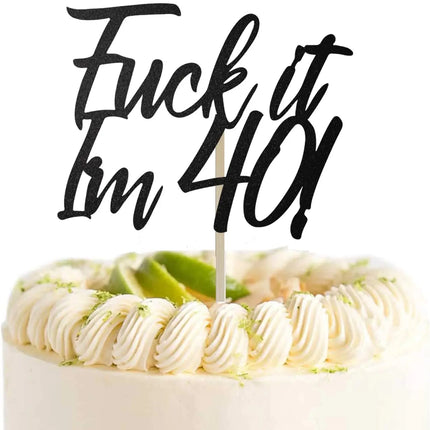 40 Birthday Cake Toppers-Black Glitter, Funny 40th Cake Topper for Men,40 Cake Topper For Women, 40th birthday decorations