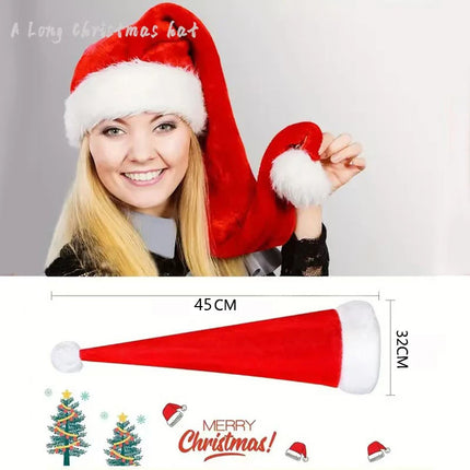 Unisex Extra-Long Velvet Santa Hat Soft Comfortable Thickened Style Christmas Holiday Accessory for Men And Women