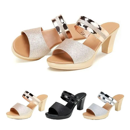 Trendy Fashion Women's Slippers 7 cm High Heel PVC Fish Mouth Ladies Shoes Non-slip Casual Platform Slides Birthday Gifts