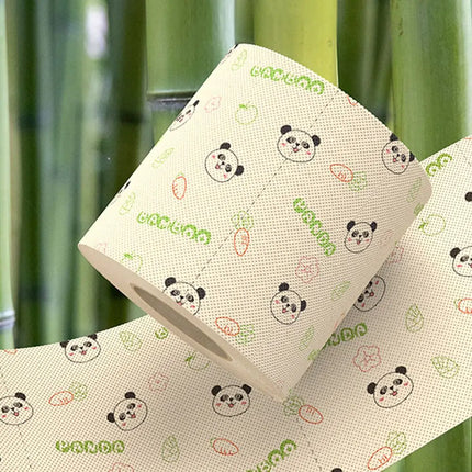 Panda Print Bamboo Toilet Paper Unique Fun Design Soft Pulp Hand Towel For Office Use Patterned Toilet Roll