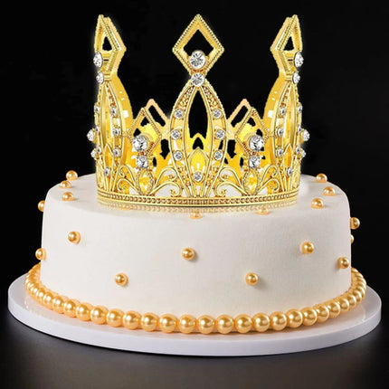 Mini Crown Cake Topper Crystal Headpiece Tiara Rhinestone Crown Cake Decoration for Wedding Birthday Baby Shower Party Favors