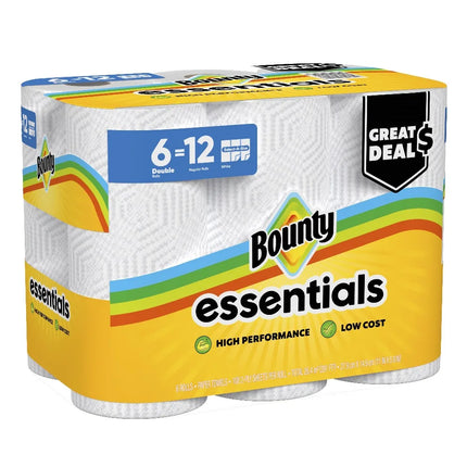 ICUTE-Bounty Essentials Paper Towels Select-A-Size 6 Double Rolls, White, 108 Sheets Per Roll