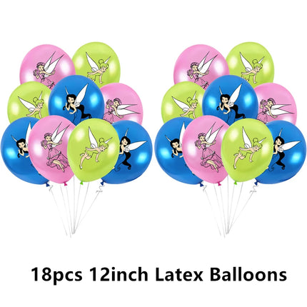 Cartoon Tinker bell Kids Birthday Party Decoration Tableware Elf Fairy Paper Plate Tablecloth Balloon Tinkerbell Party Supplies