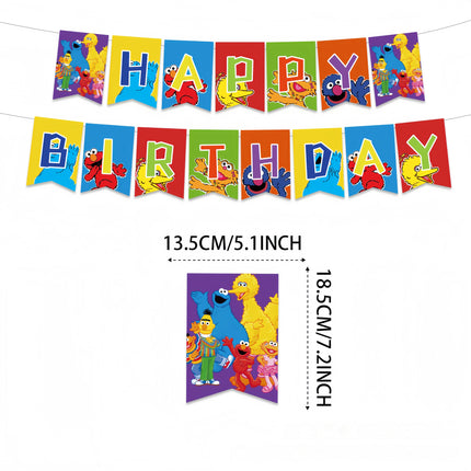 Cute Sesamess Happy Birthday Decor Elmo Balloons Cookie Monster Plate Cup Stickers Party Glasses Party Supplies Event Gifts