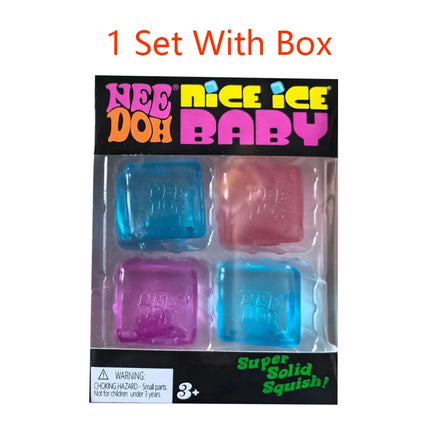 Schyllin Needoh Nice Ice Baby Fidget Cube 4 Pack Super Solid Squish Sensory Toys Non-toxic Squeeze Toys for ADHD and Autism Gift