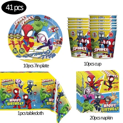 Spidey And His Amazing Friends Birthday Party Decoration Plates Tablecloth Cup Banner For Kids Birthday Balloon Party Favor Gift