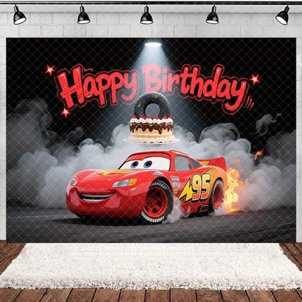 Cartoon Racing Mobilization Backdrop Boy Birthday Party Decoration Balloon Cake Background Photography Supplies Banner Prop