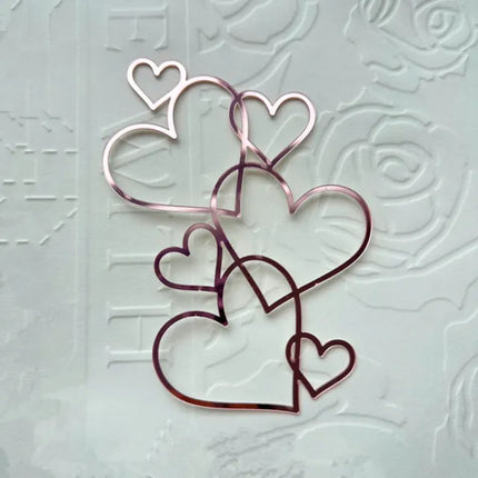 2024 Heart Shape Happy Birthday Cake Topper Gold Acrylic Wedding Party Cake Toppers for Valentine's Day Gift Dessert Decoration